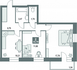 планировка квартиры 55 м2